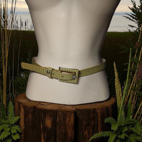 Etienne Aigner Signed Green Croco Leather Belt Designer Brand Adjustable Belt main image 16